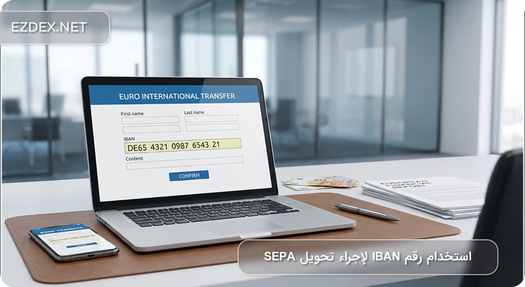 استخدام رقم IBAN لإجراء تحويل SEPA