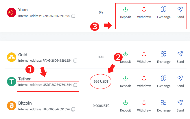 wallet sections