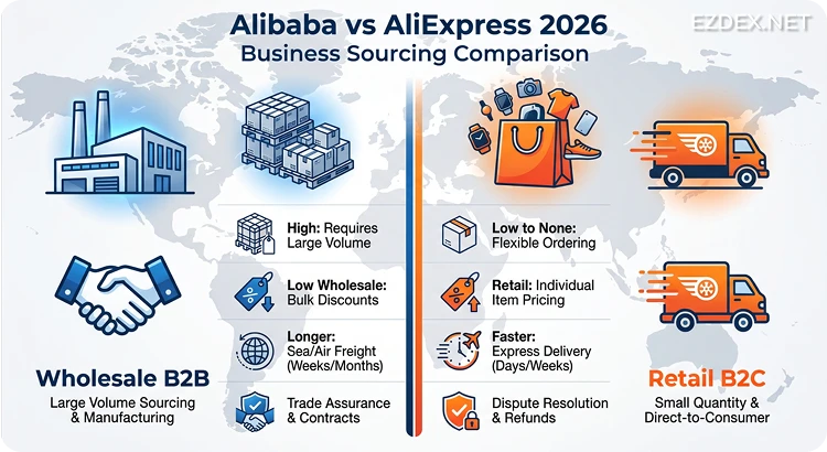 alibaba vs aliexpress comparison infography