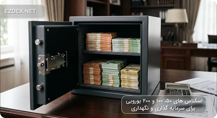  اسکناس های ۵۰، ۱۰۰ و ۲۰۰ یورویی برای سرمایه گذاری و نگهداری