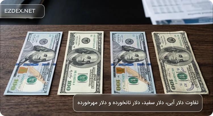 تفاوت دلار آبی، دلار سفید، دلار تانخورده و دلار مهرخورده