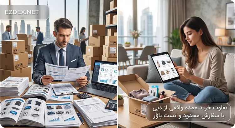 تفاوت خرید عمده واقعی از دبی با سفارش محدود و تست بازار