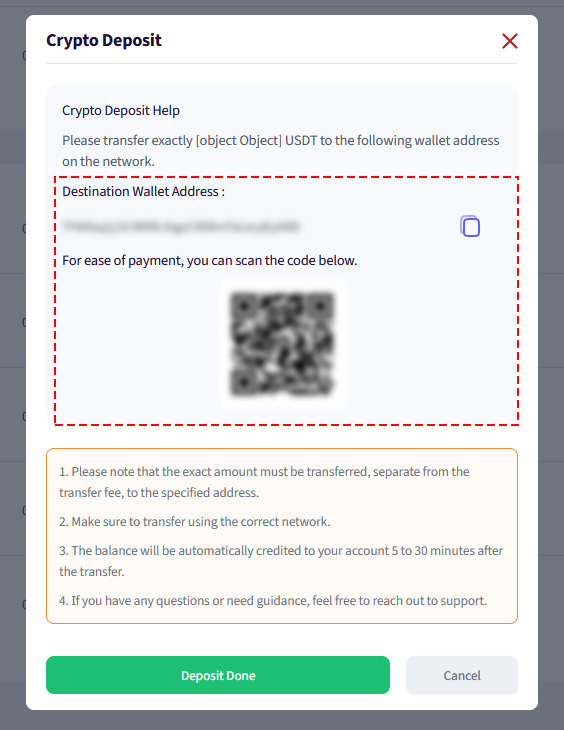 deposit address