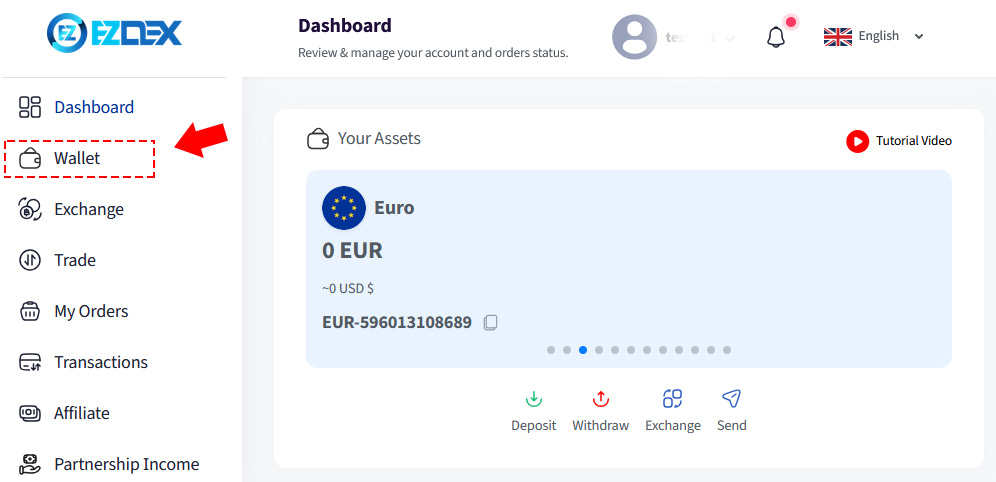 ezdex wallet section