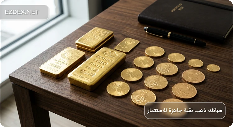 سبائك ذهب نقية جاهزة للاستثمار