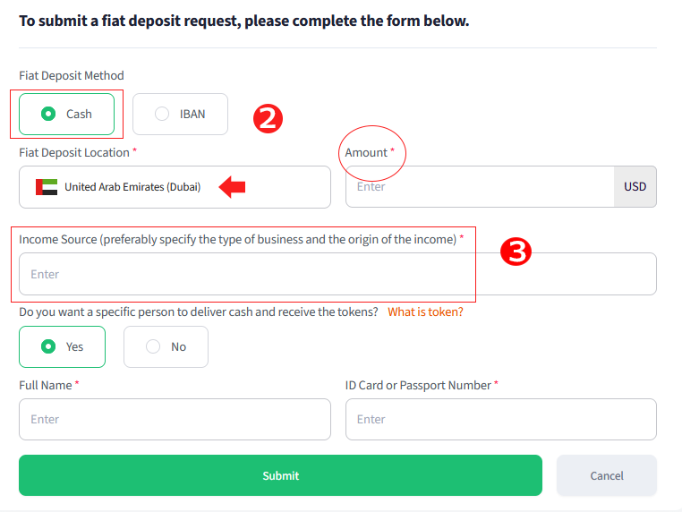 cash deposit info