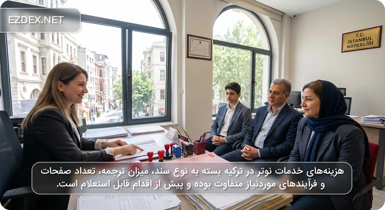 هزینه نوتر کردن در ترکیه