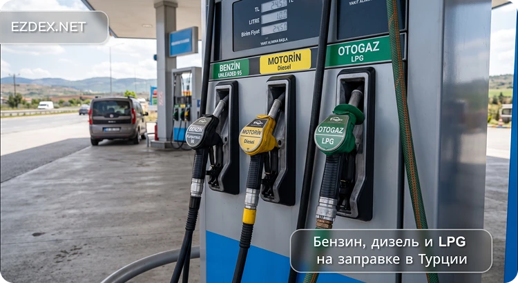 Бензин, дизель и LPG на заправке в Турции