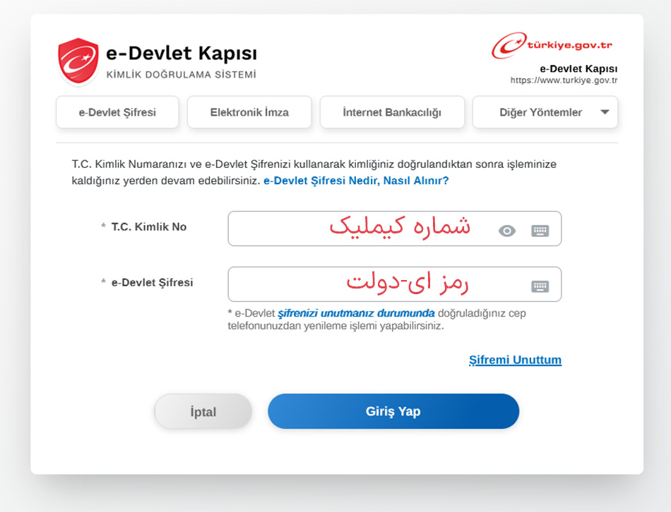 ورود به سایت ای-دولت ترکیه