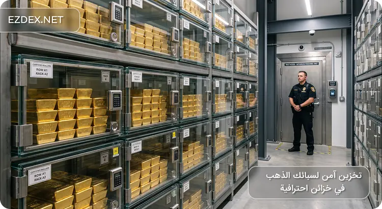 تخزين آمن لسبائك الذهب في خزائن احترافية