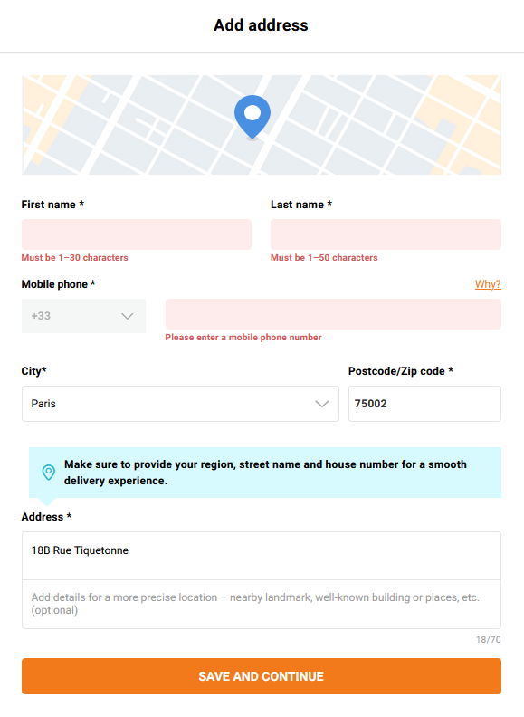 وارد کردن آدرس در ترندیول