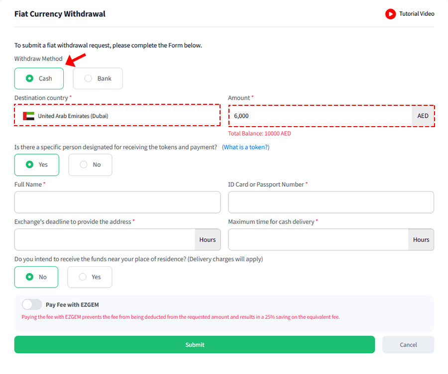 withdrawal amount