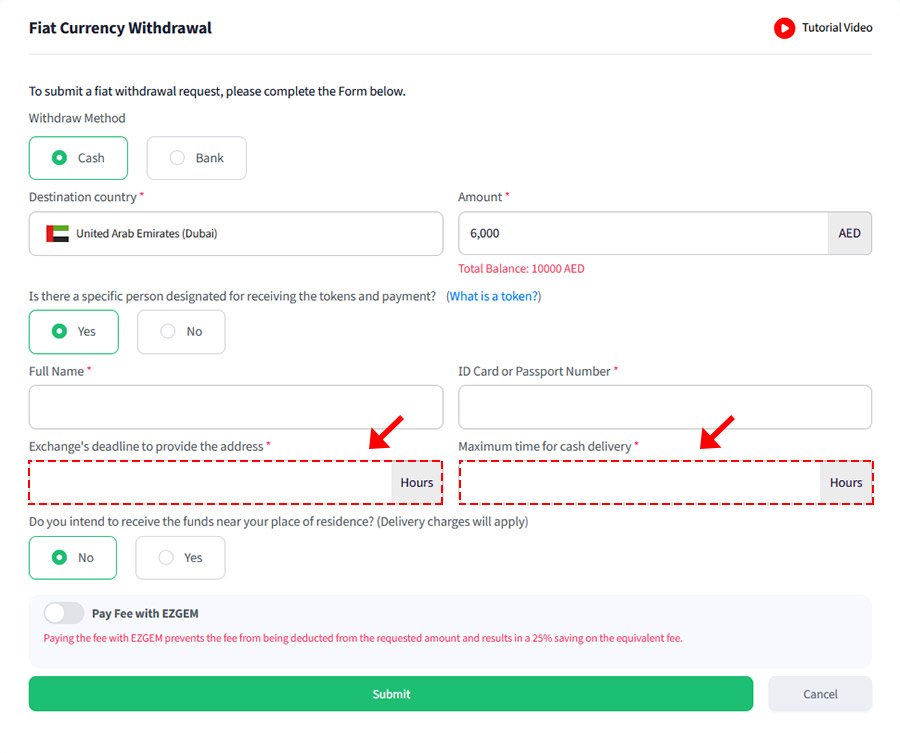 cash withdraw timing